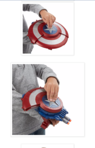 scudo captain american lancia dardi nerf. DIsponibile anche blaster Iron Man